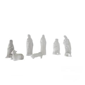 Vintage White Nativity Mini Figurine Set Christmas Holiday Manger Scene